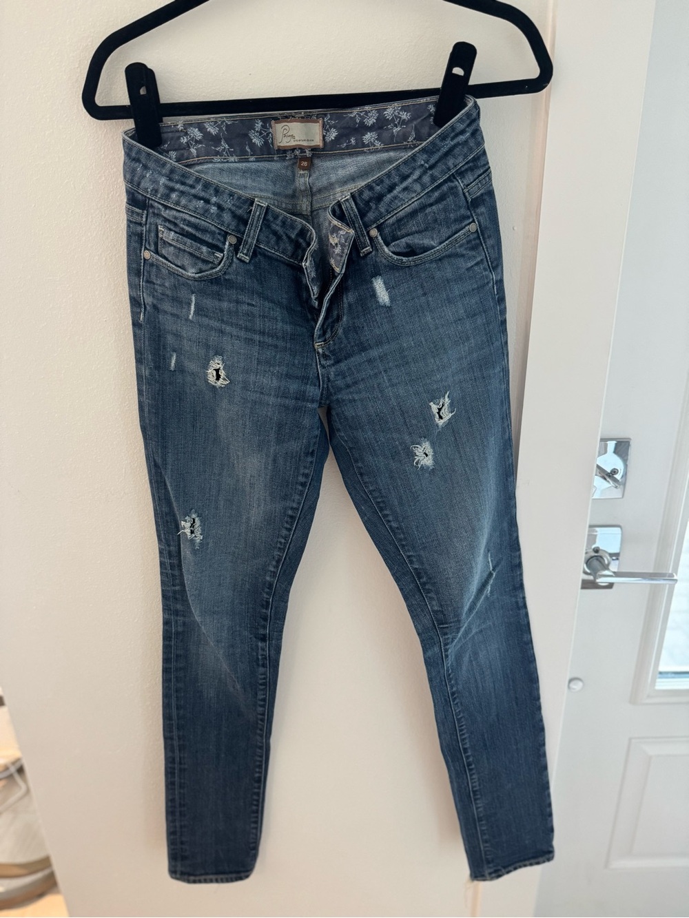 Paige Women’s Distressed Blue Skinny Jeans